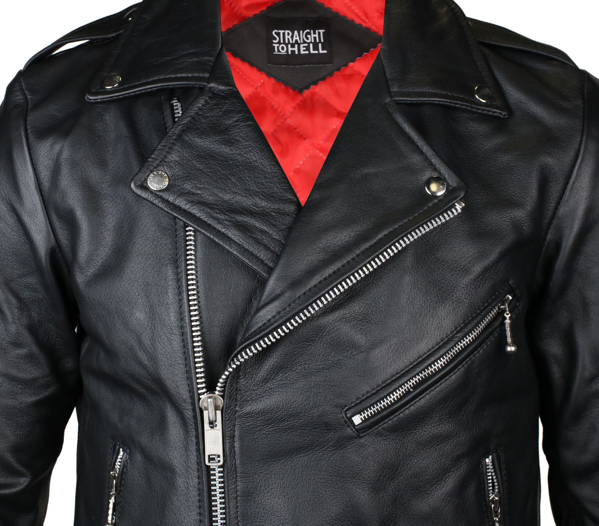 Men's Leather Jacket  STRAIGHT TO HELL - Commando Blk Nick 36